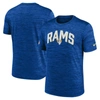 NIKE NIKE ROYAL LOS ANGELES RAMS SIDELINE VELOCITY ATHLETIC STACK PERFORMANCE T-SHIRT