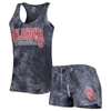 CONCEPTS SPORT CONCEPTS SPORT CHARCOAL OKLAHOMA SOONERS BILLBOARD TIE-DYE TANK AND SHORTS SLEEP SET