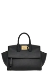 Ferragamo The Studio Soft Small Leather Top-handle Bag In Nero