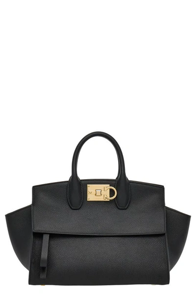 Ferragamo The Studio Soft Small Leather Top-handle Bag In Black