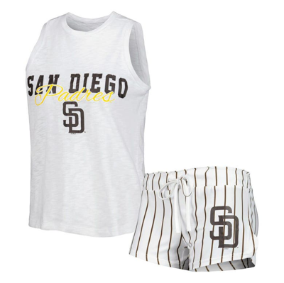 Concepts Sport White San Diego Padres Reel Pinstripe Tank Top & Shorts Sleep Set