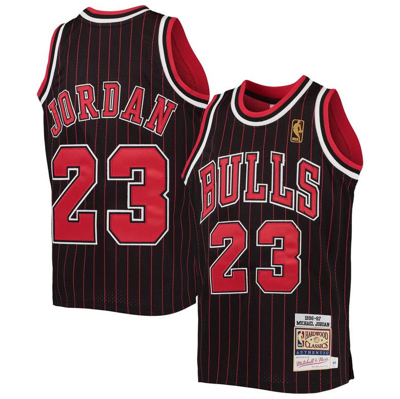 Mitchell & Ness Kids' Youth  Michael Jordan Black/red Chicago Bulls 1996-97 Hardwood Classics Authentic Jer