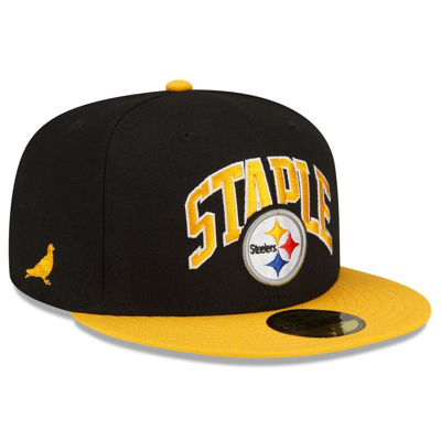 New Era X Staple New Era Black/gold Pittsburgh Steelers Nfl X Staple Collection 59fifty Fitted Hat