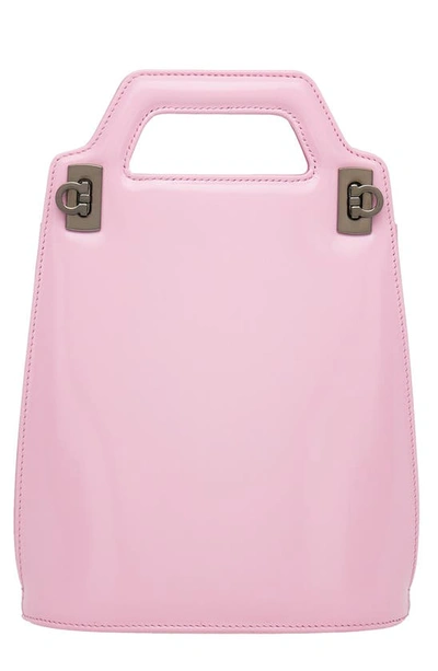 Ferragamo Mini Wanda North/south Leather Top Handle Bag In Pink