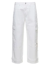 ICON DENIM 'MIKI' WHITE JEANS WITH PATCH AND WELT POCKETS IN COTTON DENIM WOMAN