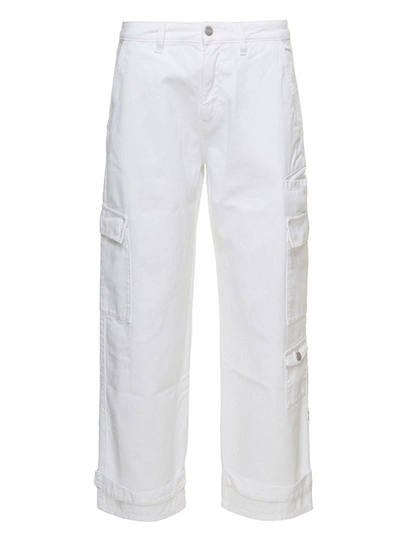 ICON DENIM 'MIKI' WHITE JEANS WITH PATCH AND WELT POCKETS IN COTTON DENIM WOMAN