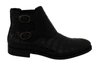 DOLCE & GABBANA DOLCE & GABBANA BLACK CROCODILE LEATHER DERBY BOOTS MEN'S SHOES