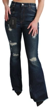 Dolce & Gabbana Chic High Waist Flare Denim Queen Women's Embroidery In Blue