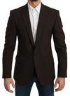 Dolce & Gabbana Black Single Breasted Formal Wool Blazer In Brown