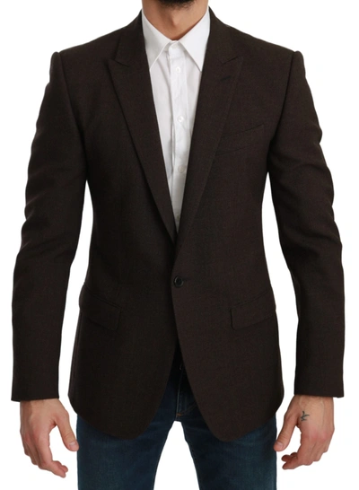 Dolce & Gabbana Brown Slim Fit Coat Jacket Martini Blazer