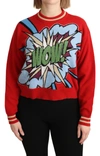 DOLCE & GABBANA DOLCE & GABBANA RADIANT RED CARTOON MOTIVE CASHMERE WOMEN'S SWEATER