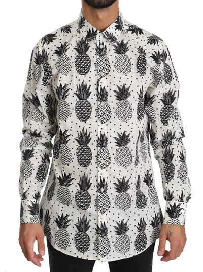 Dolce & Gabbana White Pineapple Cotton Top Shirt
