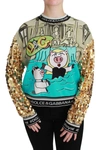 Dolce & Gabbana Year Of The Pig Sequined Top  Sweater In Multicolor