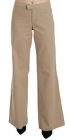 JUST CAVALLI JUST CAVALLI BEIGE COTTON MID WAIST FLARED TROUSERS WOMEN'S PANTS