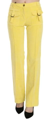 JUST CAVALLI JUST CAVALLI YELLOW CORDUROY MID WAIST STRAIGHT TROUSERS WOMEN'S PANTS