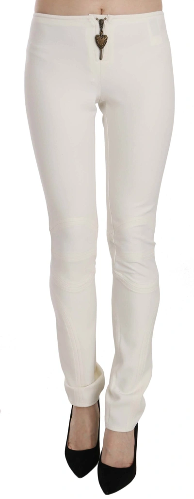 Just Cavalli Mid Waist Skinny Dress Trousers Pants In White