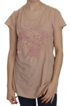 Pink Memories Cream Lace Short Sleeve Shirt Top Cotton Blouse In Pink