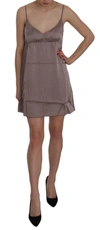 Pink Memories Purple Spaghetti A-line Mini Silk Dress In Purple