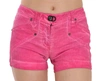 Plein Sud Mid Waist Cotton Denim Mini Shorts In Pink