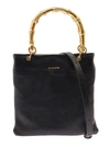 JIL SANDER BLACKTOTE BAG WITH BAMBOO HANDLES IN LEATHER WOMAN
