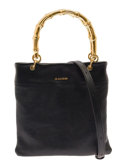 Jil Sander Small Leather Shopping Bag In Black