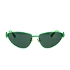 Bottega Veneta Cat Eye-frame Metal Sunglasses In Green