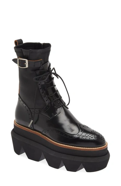 Sacai Wingtip Engineer Sock Boot In Black