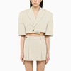 The Mannei Cropped One Button Jacket With Lapel Collar