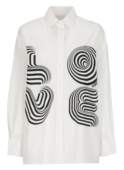 Love Moschino Graphic Logo-print Cotton Shirt In White
