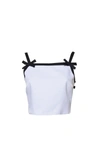 Msgm White Viscose Cropped Top With Bows In White