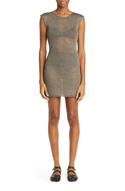 Paloma Wool Austin Sheer Knit Mini Sweater Dress In C/248 Dark Khaki |  ModeSens