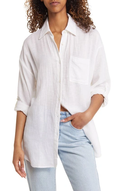 Rip Curl Premium Linen Button-up Blouse In White