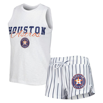 Concepts Sport White Houston Astros Reel Pinstripe Tank Top & Shorts Sleep Set