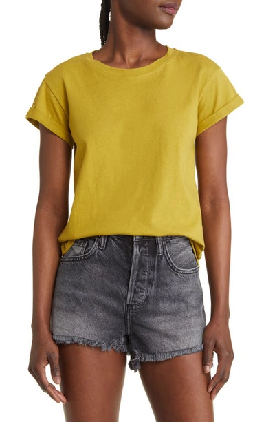 Allsaints Anna Cuff Sleeve Cotton T-shirt In Kukicha Green