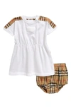 BURBERRY LENORE CHECK MIXED MEDIA DRESS