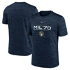 Nike Navy Milwaukee Brewers Wordmark Velocity Performance T-shirt In Navy