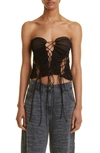 INTERIOR BEA STRAPLESS LACE-UP BUSTIER TOP