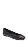 Jimmy Choo Elme Leather Bow Ballerina Flats In Black