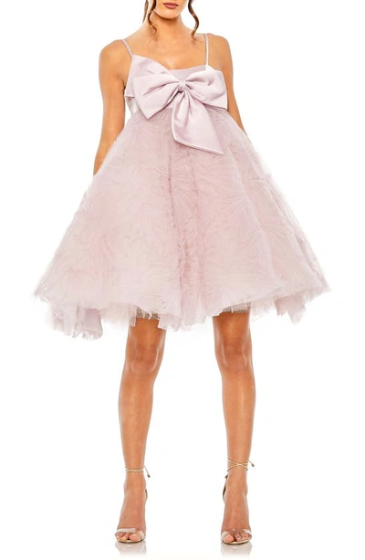 Mac Duggal Bow Front Tulle Mini Dress In Rose