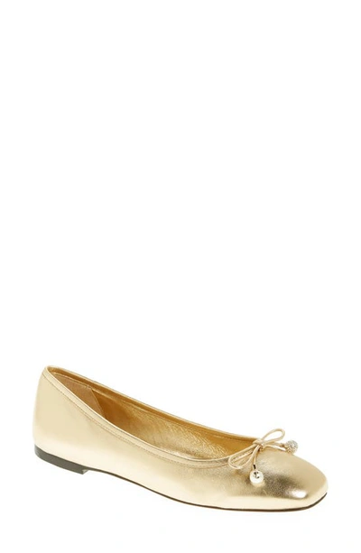 Jimmy Choo Elme Embellished Metallic-leather Ballet Flats In Gold
