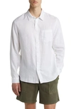Vince Linen Button-up Shirt In Optic White