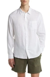 Vince Linen-blend Button-down Shirt In Animal Print