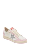 Golden Goose Ball Star Low Top Sneaker In White/ Pink/ Silver