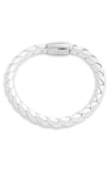 LIZA SCHWARTZ STAINLESS STEEL & LEATHER BRACELET