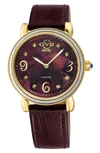 GV2 RAVENNA SWISS QUARTZ DIAMOND ACCENT LEATHER STRAP WATCH, 37MM