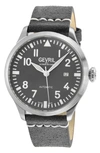 Gevril Vaughn Automatic Leather Strap Watch, 44mm In Grey