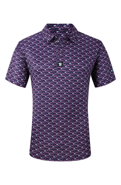 TOM BAINE TOM BAINE PATTERNED SLIM FIT PERFORMANCE GOLF POLO