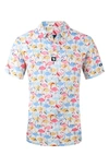 Tom Baine Patterned Slim Fit Performance Golf Polo In Beige