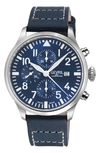 Gevril Vaughn Automatic Chronograph Leather Strap Watch, 44mm In Blue
