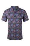 Tom Baine Patterned Slim Fit Performance Golf Polo In Blue Multi